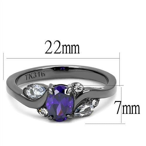 TK3169 - IP Light Black (IP Gun) Stainless Steel Ring with AAA Grade