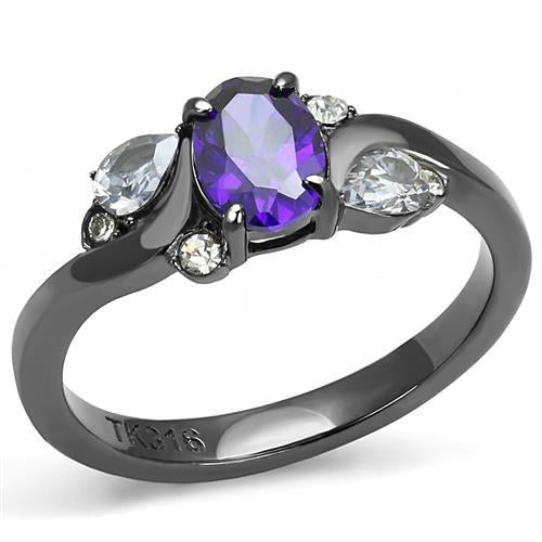 TK3169 - IP Light Black (IP Gun) Stainless Steel Ring with AAA Grade